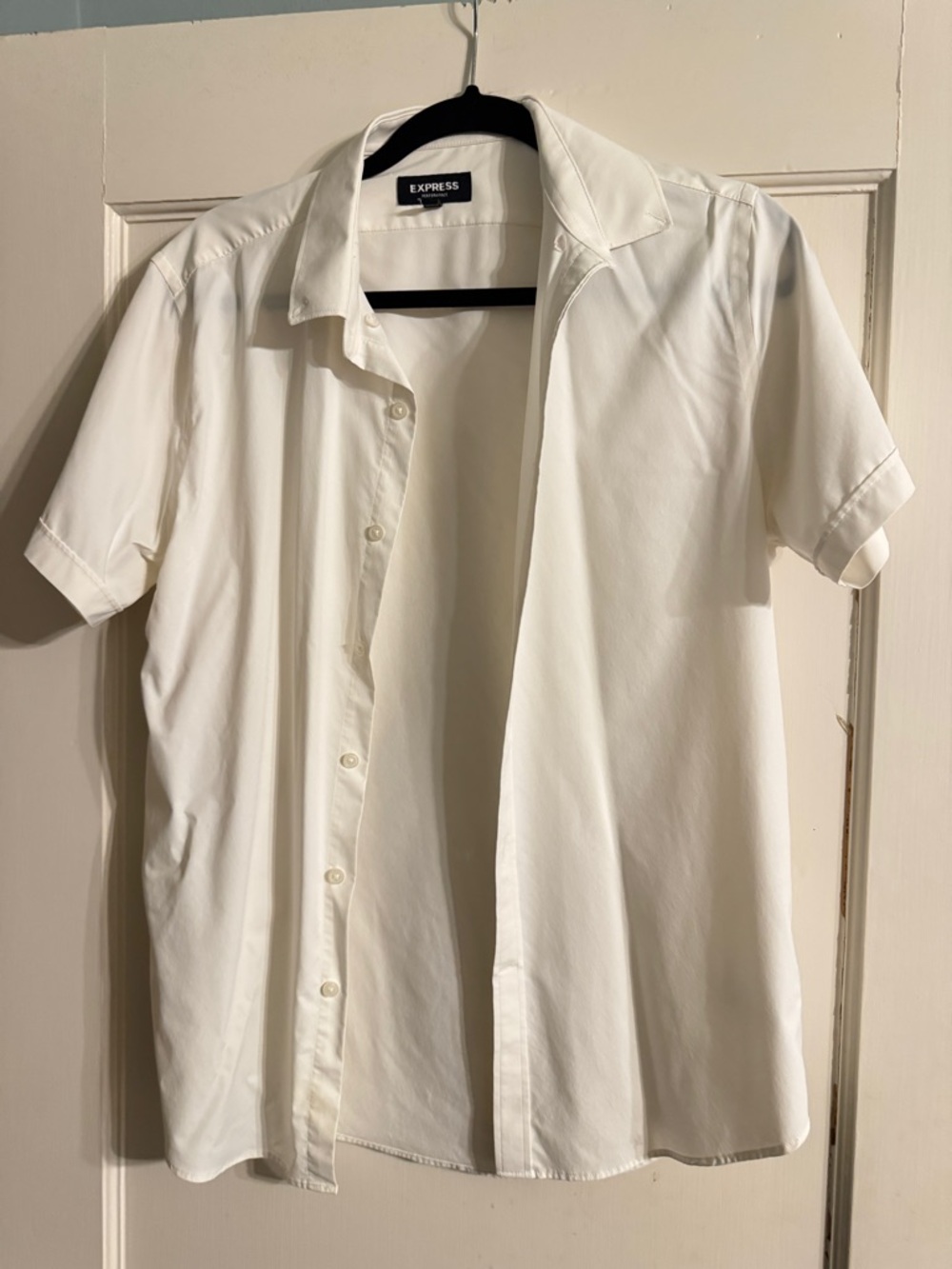 Express Men's Short Sleeve Button-Down Shirt - White